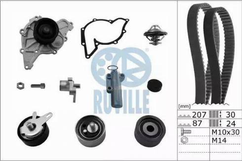 Ruville 55703771 - Водяной насос + комплект зубчатого ремня ГРМ unicars.by