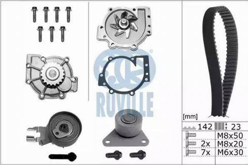 Ruville 56536701 - Водяной насос + комплект зубчатого ремня ГРМ unicars.by