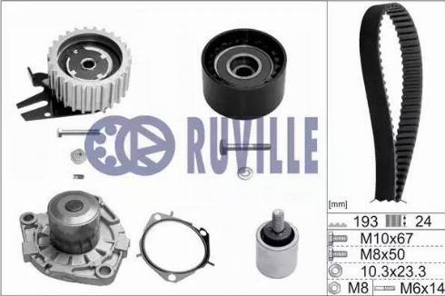 Ruville 56036721 - Водяной насос + комплект зубчатого ремня ГРМ unicars.by