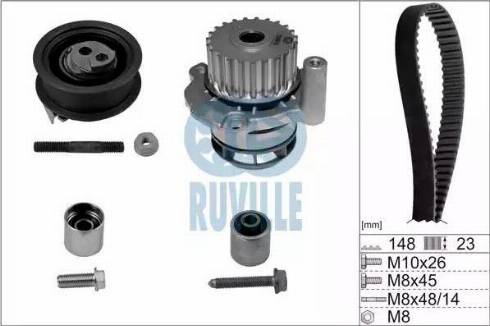 Ruville 56368701 - Водяной насос + комплект зубчатого ремня ГРМ unicars.by