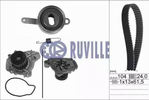 Ruville 57403711 - Водяной насос + комплект зубчатого ремня ГРМ unicars.by