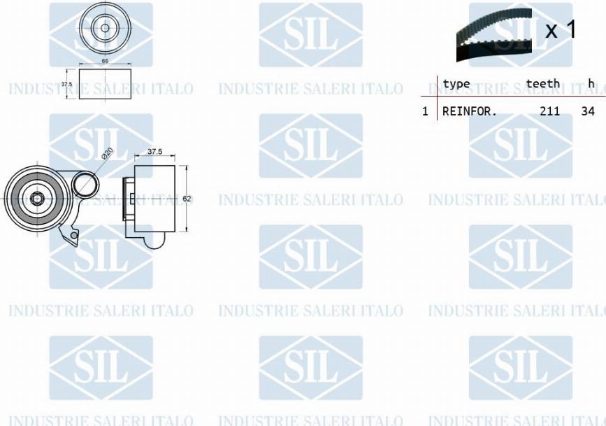 Saleri SIL TK1494 - Комплект зубчатого ремня ГРМ unicars.by