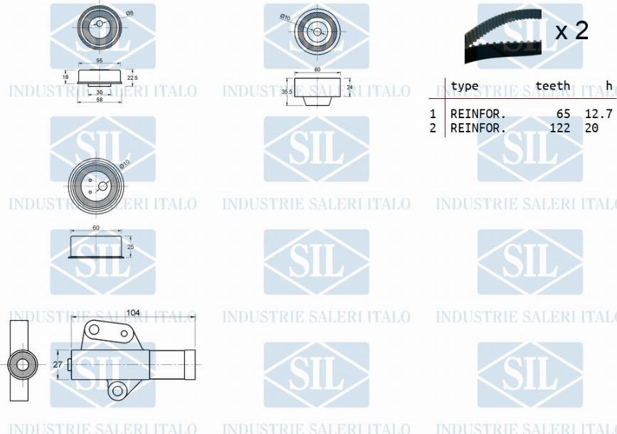 Saleri SIL TK1410 - Комплект зубчатого ремня ГРМ unicars.by