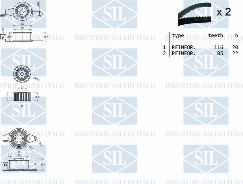 Saleri SIL TK1012 - Комплект зубчатого ремня ГРМ unicars.by