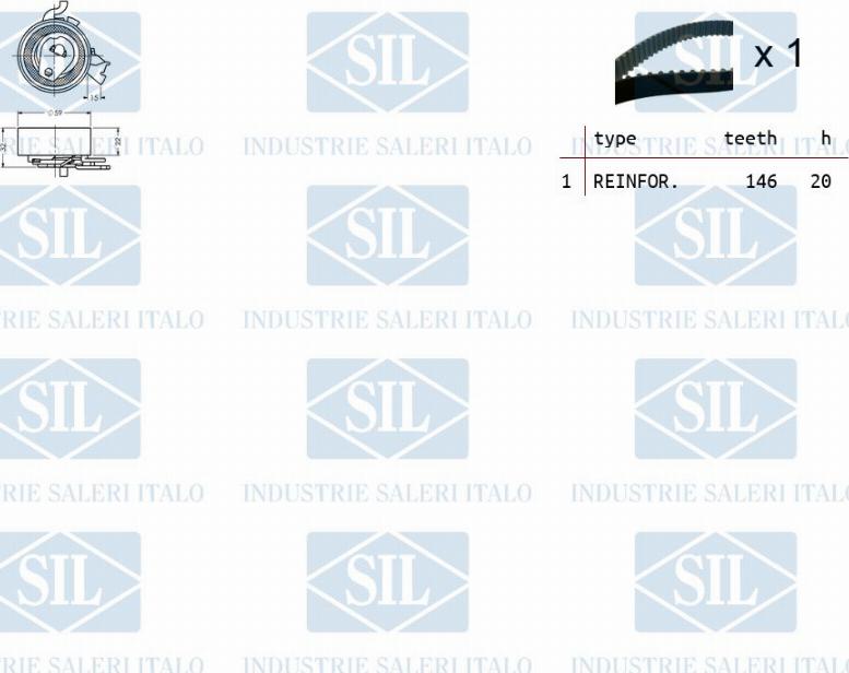 Saleri SIL TK1088 - Комплект зубчатого ремня ГРМ unicars.by