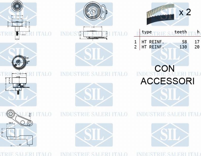 Saleri SIL TK1116 - Комплект зубчатого ремня ГРМ unicars.by