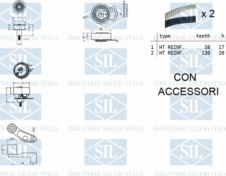 Saleri SIL TK1136 - Комплект зубчатого ремня ГРМ unicars.by