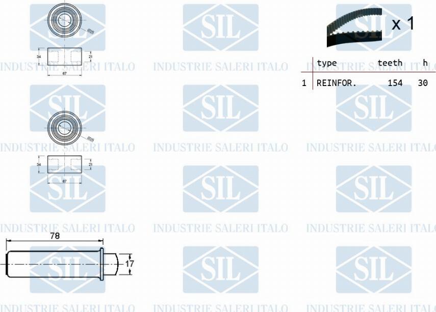 Saleri SIL TK1394 - Комплект зубчатого ремня ГРМ unicars.by