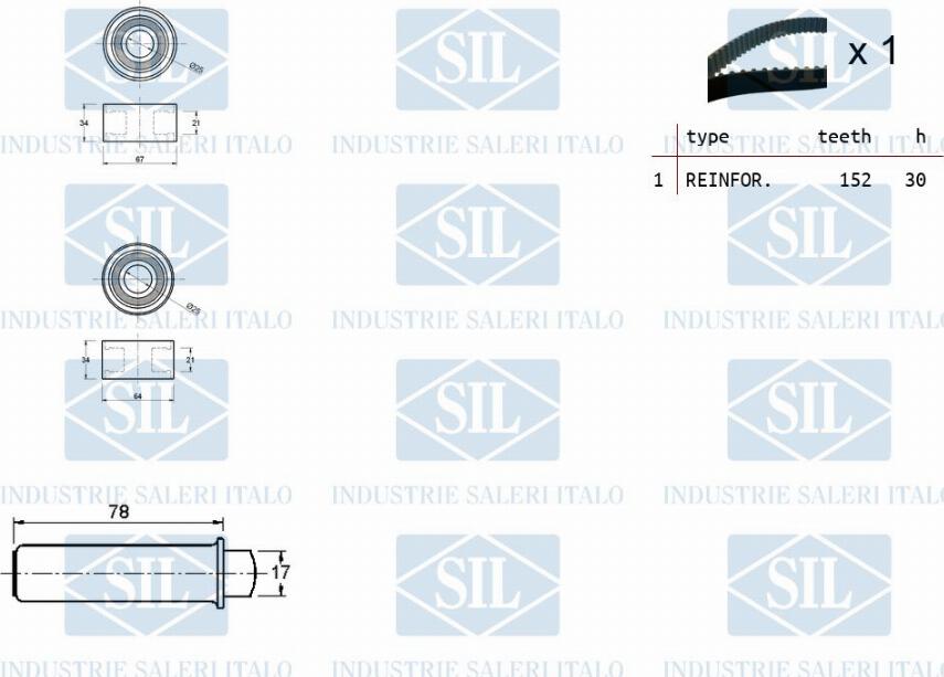 Saleri SIL TK1392 - Комплект зубчатого ремня ГРМ unicars.by