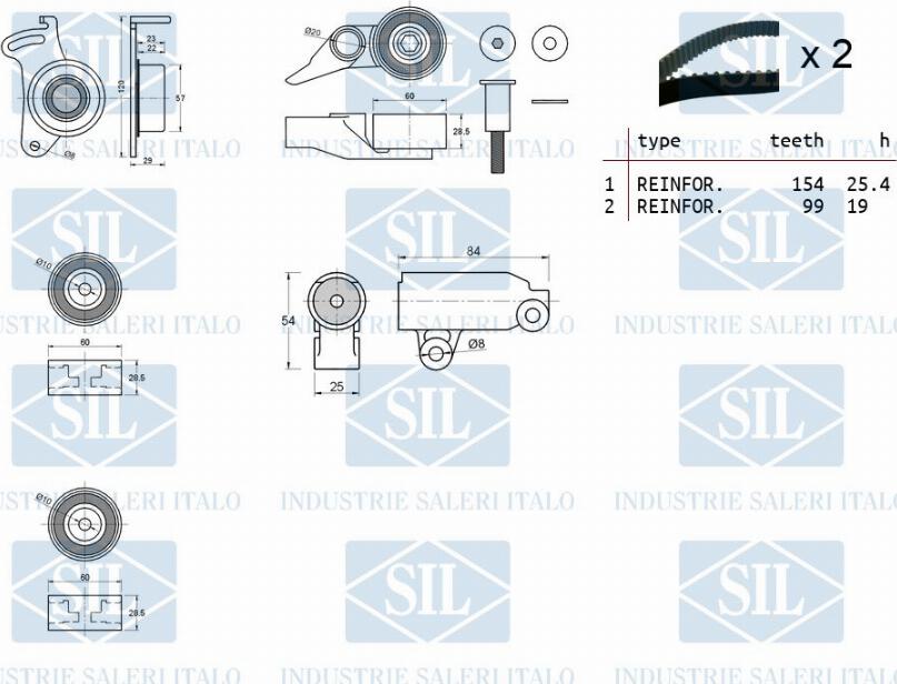 Saleri SIL TK1300 - Комплект зубчатого ремня ГРМ unicars.by