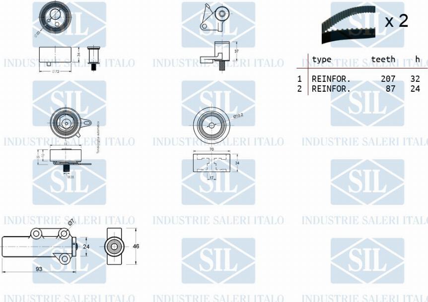 Saleri SIL TK1285 - Комплект зубчатого ремня ГРМ unicars.by