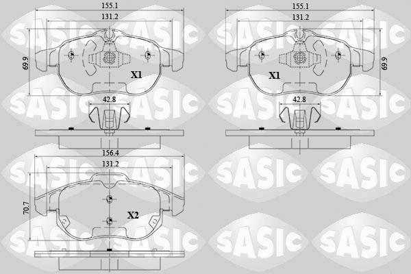 Sasic 6216095 - Тормозные колодки, дисковые, комплект unicars.by