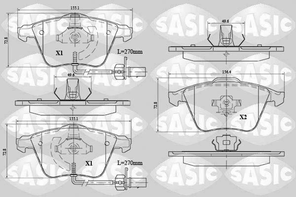 Sasic 6216074 - Тормозные колодки, дисковые, комплект unicars.by