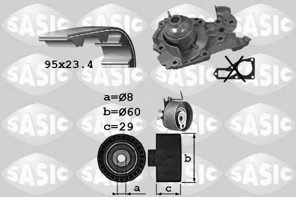 Sasic 3904010 - Водяной насос + комплект зубчатого ремня ГРМ unicars.by