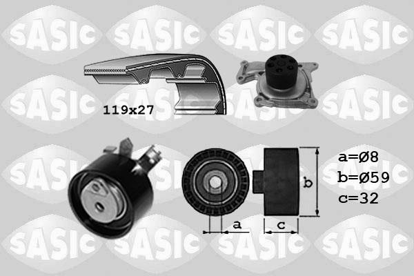 Sasic 3904038 - Водяной насос + комплект зубчатого ремня ГРМ unicars.by