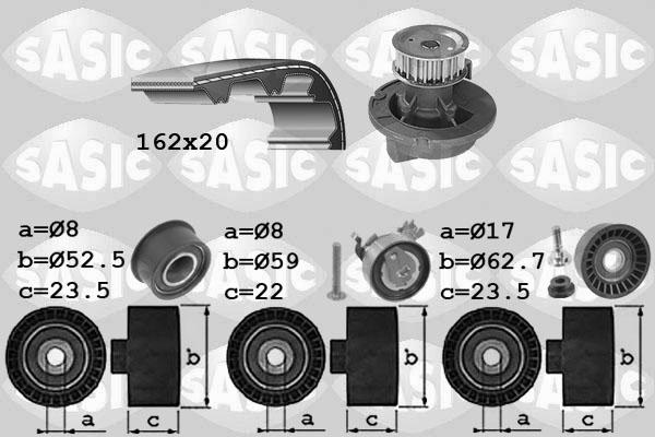 Sasic 3906095 - Водяной насос + комплект зубчатого ремня ГРМ unicars.by