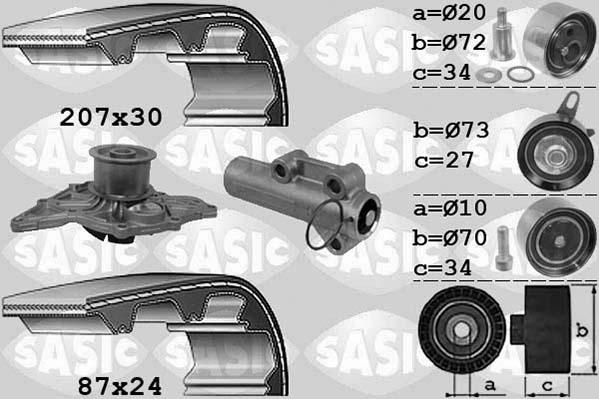 Sasic 3906058 - Водяной насос + комплект зубчатого ремня ГРМ unicars.by