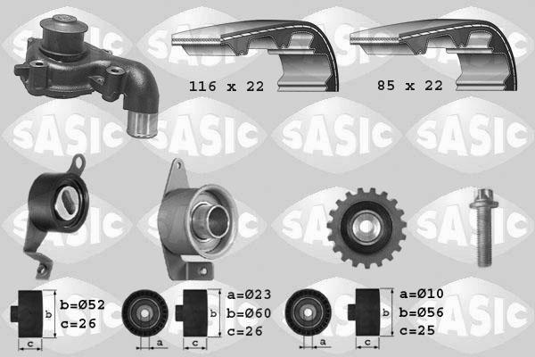 Sasic 3906011 - Водяной насос + комплект зубчатого ремня ГРМ unicars.by