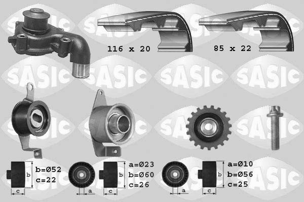 Sasic 3906013 - Водяной насос + комплект зубчатого ремня ГРМ unicars.by