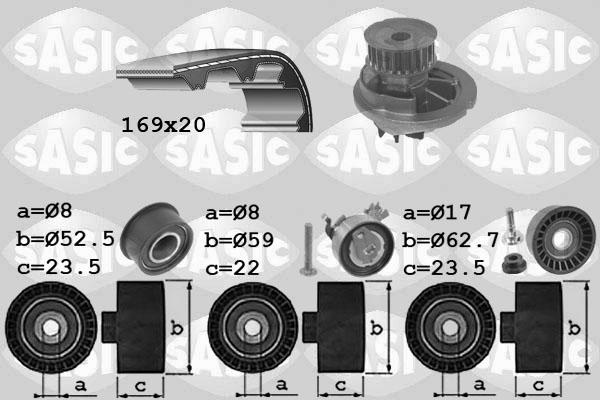 Sasic 3906074 - Водяной насос + комплект зубчатого ремня ГРМ unicars.by