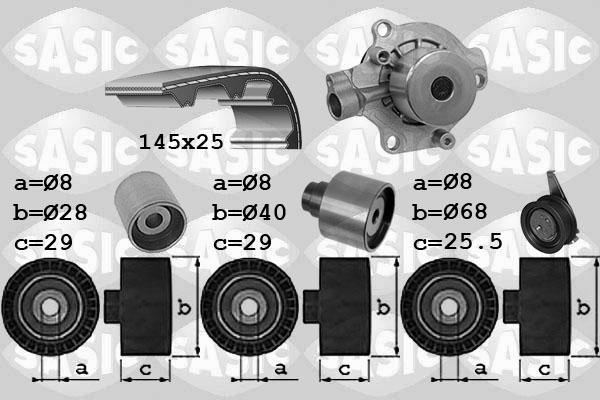 Sasic 3906102 - Водяной насос + комплект зубчатого ремня ГРМ unicars.by