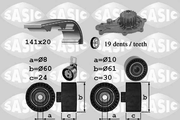 Sasic 3900044 - Водяной насос + комплект зубчатого ремня ГРМ unicars.by