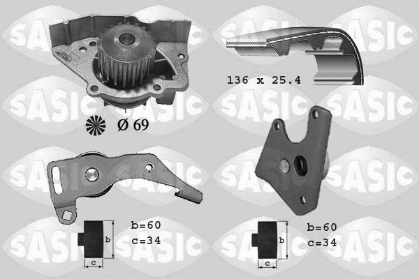 Sasic 3900004 - Водяной насос + комплект зубчатого ремня ГРМ unicars.by