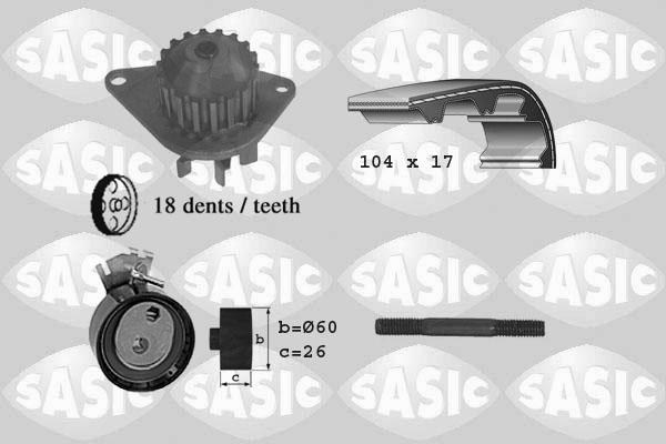 Sasic 3900003 - Водяной насос + комплект зубчатого ремня ГРМ unicars.by