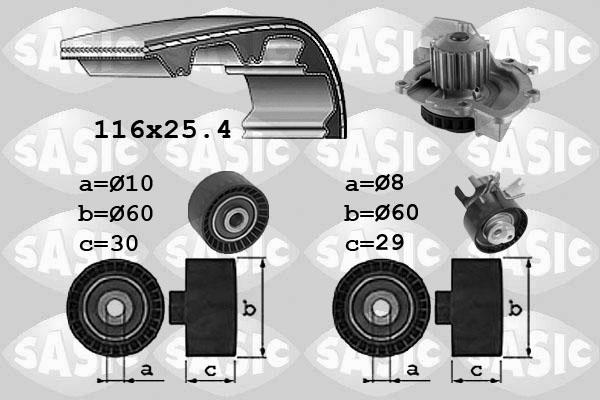 Sasic 3900035 - Водяной насос + комплект зубчатого ремня ГРМ unicars.by