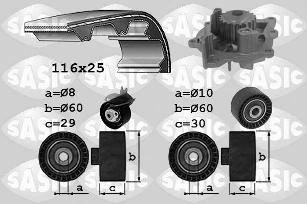 Sasic 3900038 - Водяной насос + комплект зубчатого ремня ГРМ unicars.by