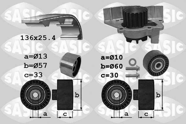 Sasic 3900033 - Водяной насос + комплект зубчатого ремня ГРМ unicars.by