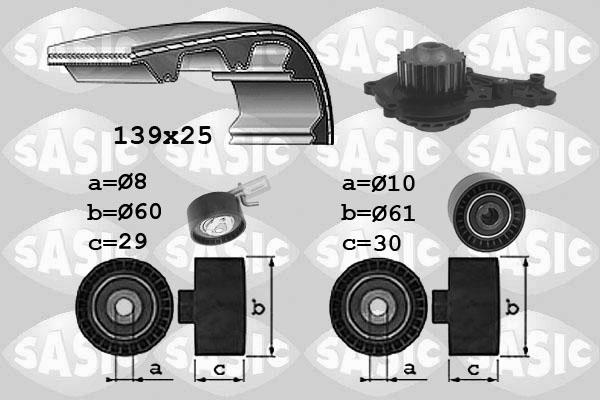 Sasic 3900037 - Водяной насос + комплект зубчатого ремня ГРМ unicars.by