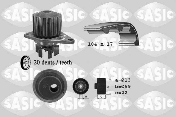 Sasic 3900020 - Водяной насос + комплект зубчатого ремня ГРМ unicars.by