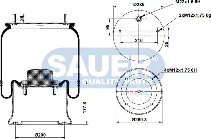 SAUER S2294023303 - Кожух пневматической рессоры unicars.by