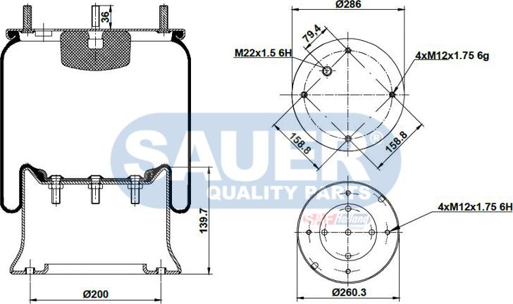 SAUER S2290810300 - Кожух пневматической рессоры unicars.by