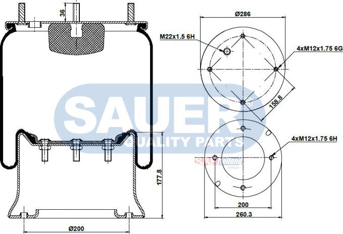 SAUER S2290813300 - Кожух пневматической рессоры unicars.by