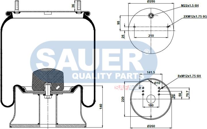 SAUER S2292813300 - Кожух пневматической рессоры unicars.by