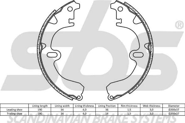 SBS 18492745392 - Комплект тормозных колодок, барабанные unicars.by