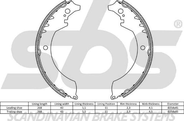 SBS 18492751419 - Комплект тормозных колодок, барабанные unicars.by