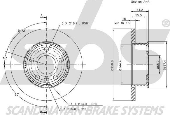 SBS 1815204732 - Тормозной диск unicars.by