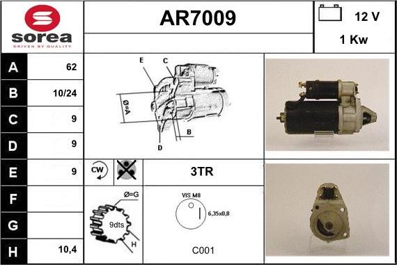 Sera AR7009 - Стартер unicars.by