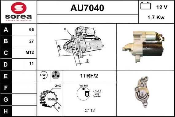 Sera AU7040 - Стартер unicars.by