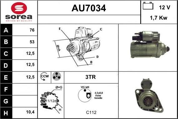 Sera AU7034 - Стартер unicars.by