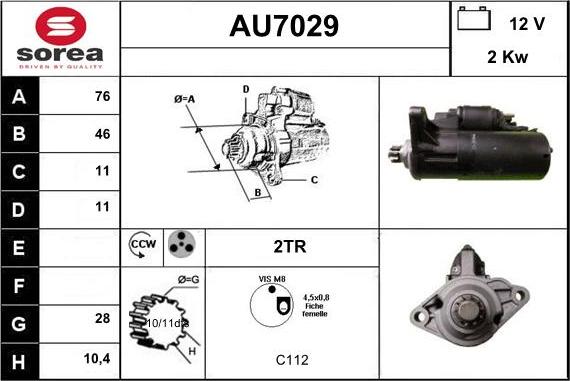 Sera AU7029 - Стартер unicars.by