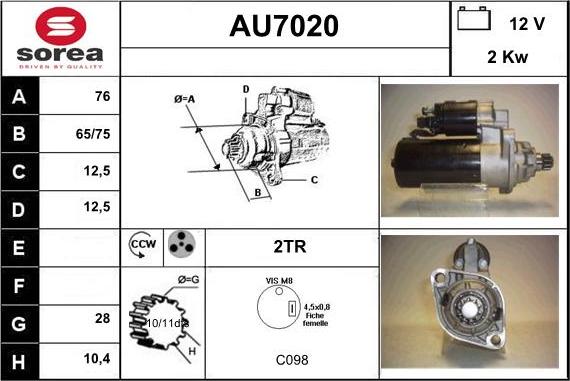 Sera AU7020 - Стартер unicars.by