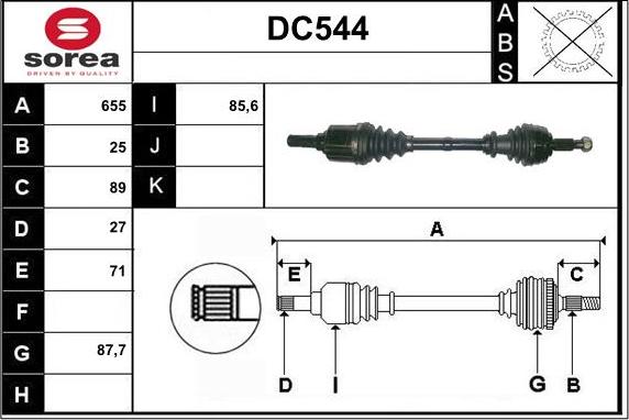 Sera DC544 - Приводной вал unicars.by