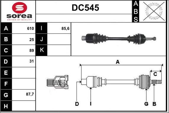 Sera DC545 - Приводной вал unicars.by