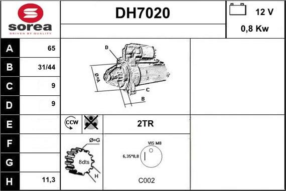 Sera DH7020 - Стартер unicars.by