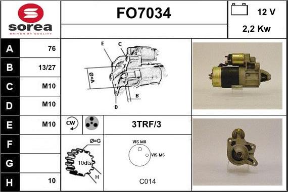 Sera FO7034 - Стартер unicars.by