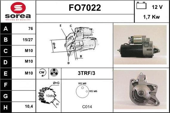 Sera FO7022 - Стартер unicars.by